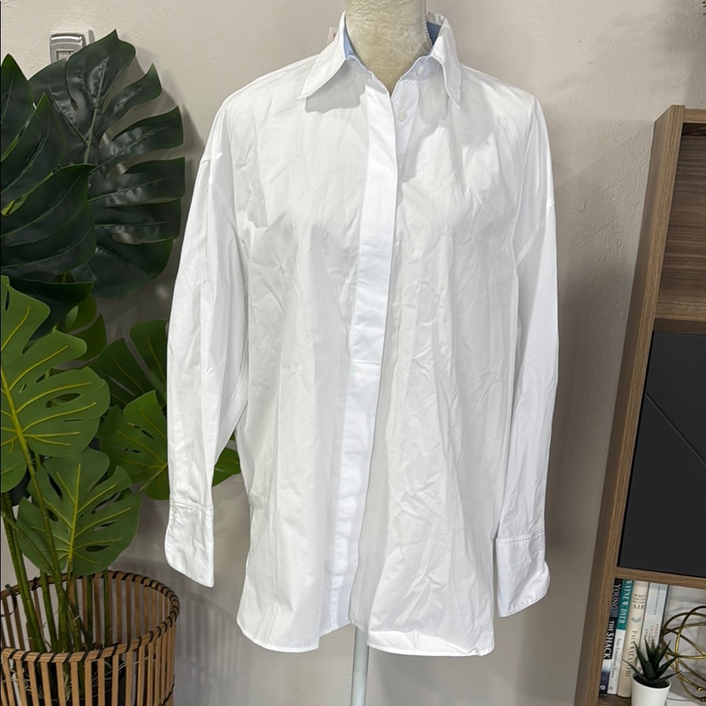 nwt // Zara button front oversized menswear shirt